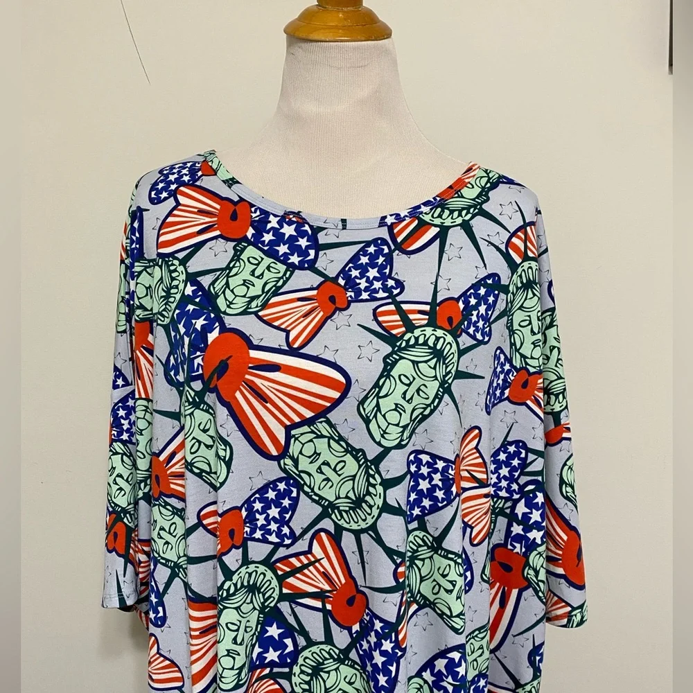 LuLaRoe Irma Top NWT Tunic Dress Printed Patriotic 4th of July Shirt size 3XL